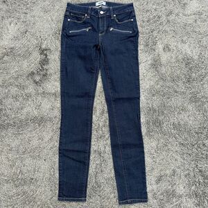 Paige Indio Zip Pocket Low Rise Skinny Jeans Dark Wash Women's 27 Zip Pockets